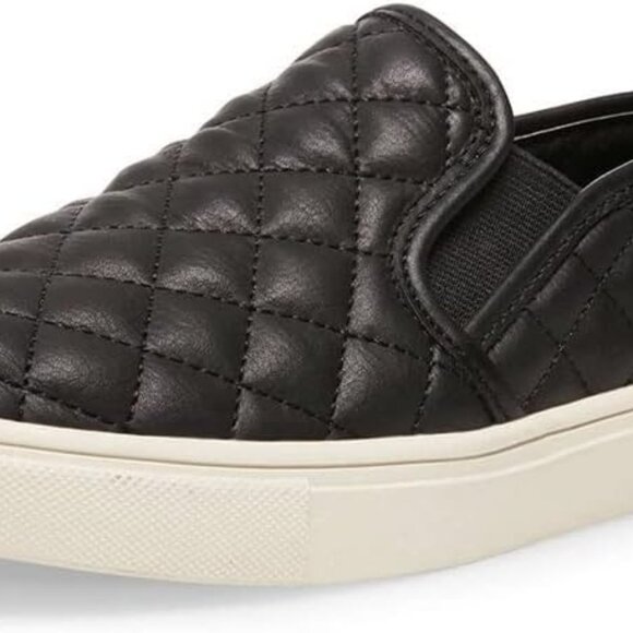Women's Quilted Slip-On Sneakers Synthetic Leather Low-Top Rubber Sole 7.5 - Picture 1 of 7